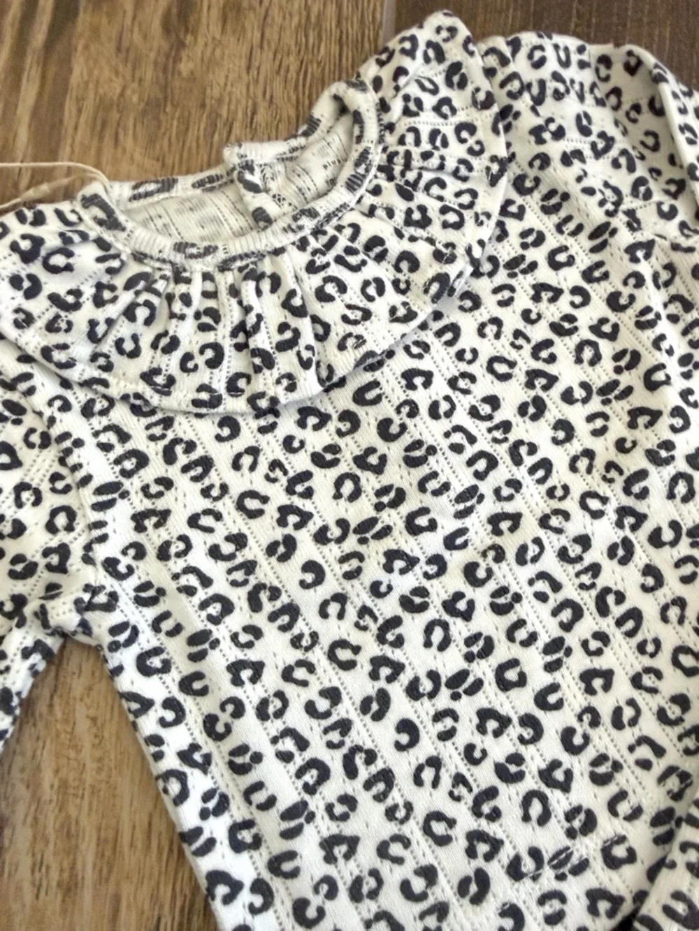 Piupiuchick Newborn Girls' Organic Ruffle Shirt/ Leggings Ecru Leopard Print